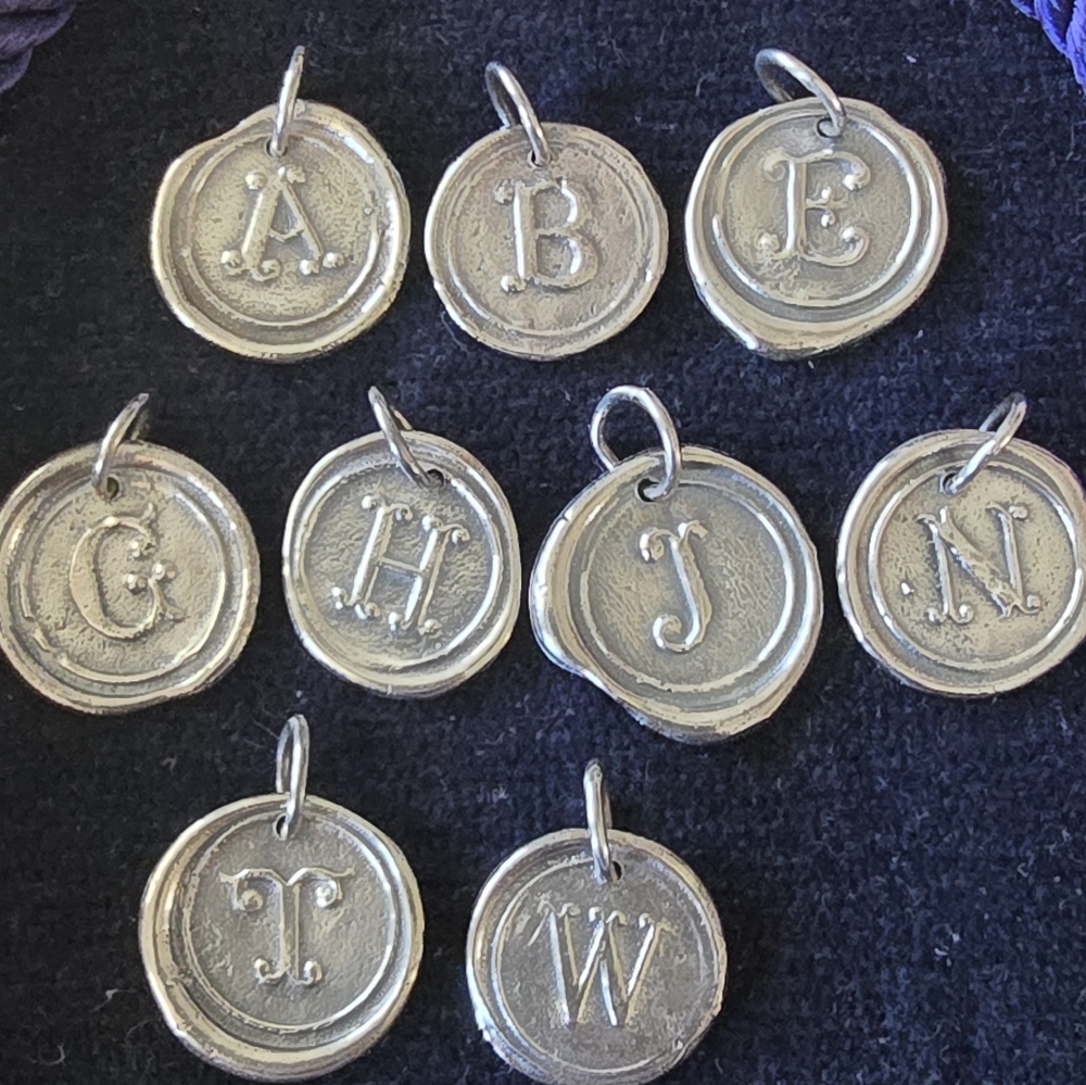 Silver Initial Wax Seal Charms